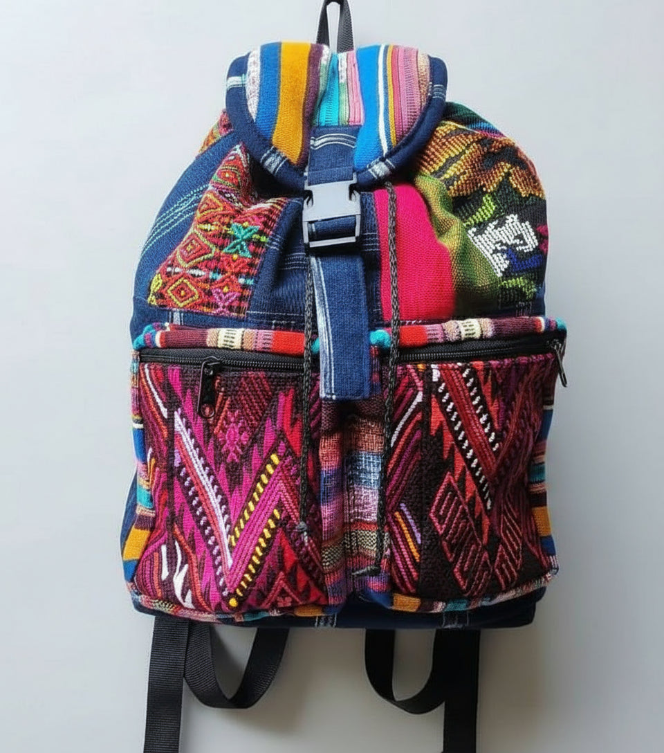 Guatemalan Cotton Upcycled Patchwork BACKPACK Bag