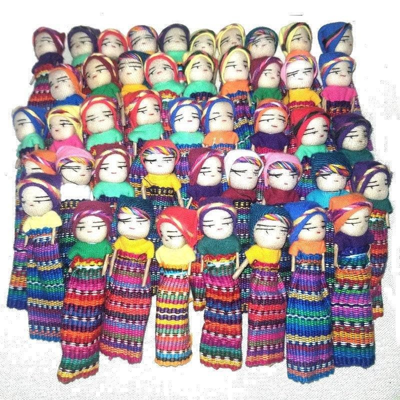 Guatemalan Artisans Three Inches WORRY DOLLS Available In Multiple Options - Woven Fabric Clothing Traditional Dolls - Mayan Fair Trade