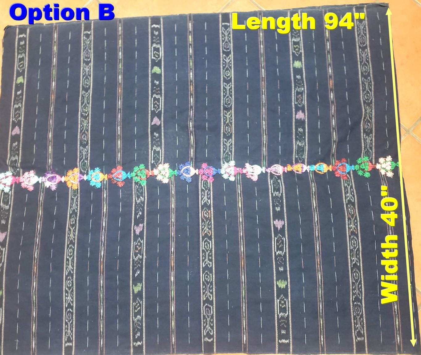 GUATEMALAN Nahuala Cotton IKAT Corte FABRIC Per Yard - Vintage Embroidered Hand Woven Fabric