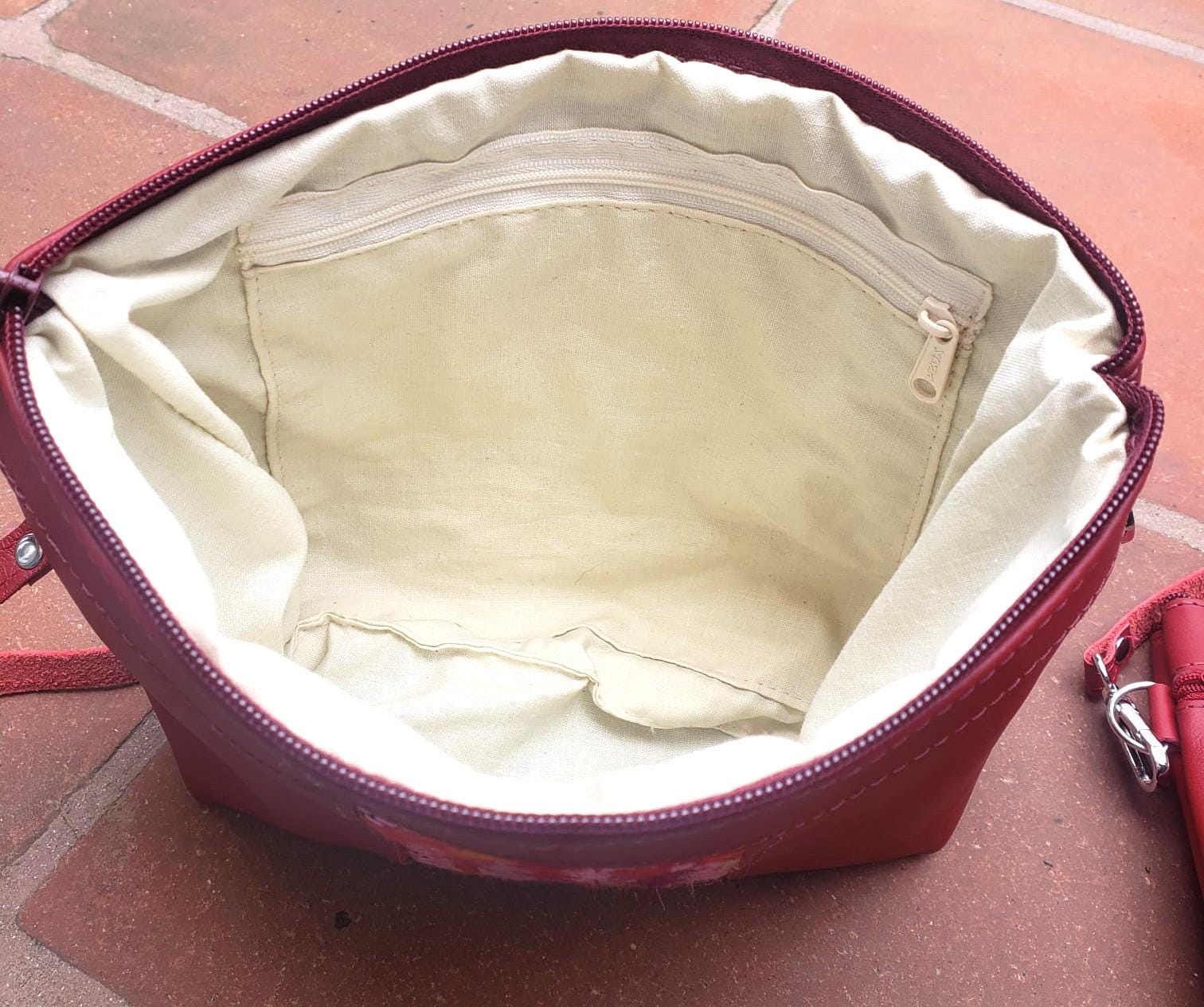 Handmade Leather CROSSBODY CLUTCH Guatemalan Huipil Bag