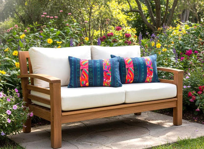 Guatemalan Hand-Embroidery - Floral- Pillow Case Cushion Cover 12x18 Indigo Red color