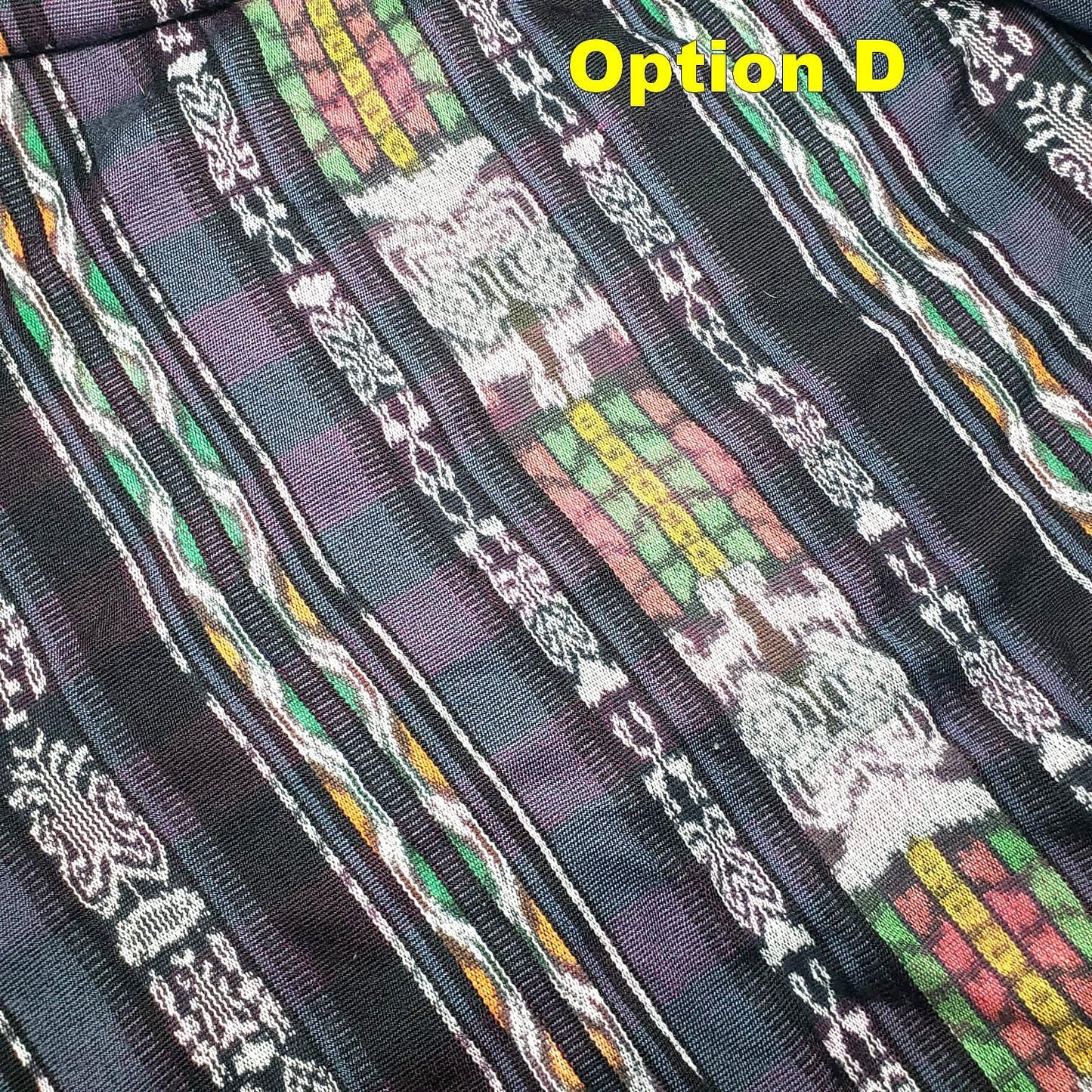 Guatemalan Unique Vintage IKAT SILK Fabric Per Yard- Hand Woven Ethnic Textile -