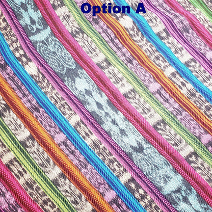 Guatemalan Unique Vintage IKAT SILK Fabric Per Yard- Hand Woven Ethnic Textile -