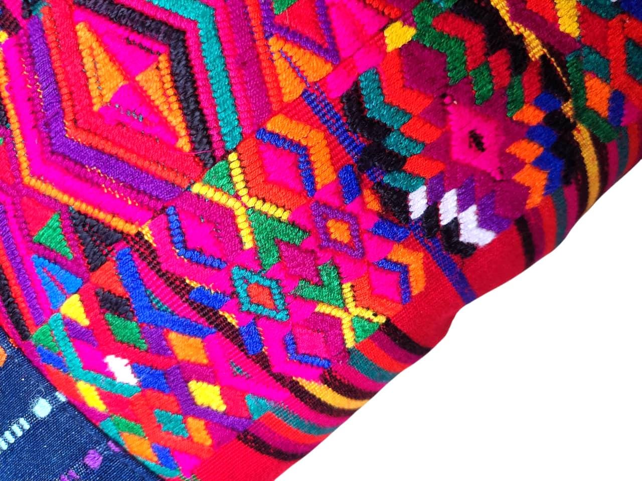 Upcycled Huipil Pillow Cover: Geometric Doves, Guatemalan Cotton 18x18