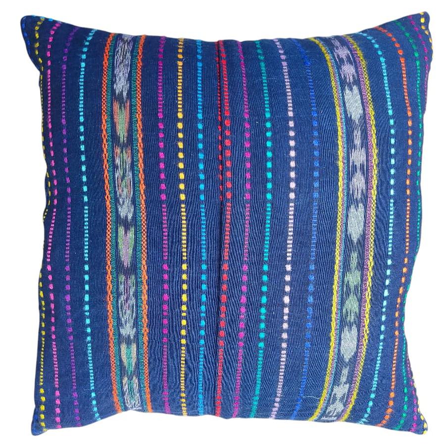 Upcycled Huipil Pillow Cover: Geometric Doves, Guatemalan Cotton 18x18