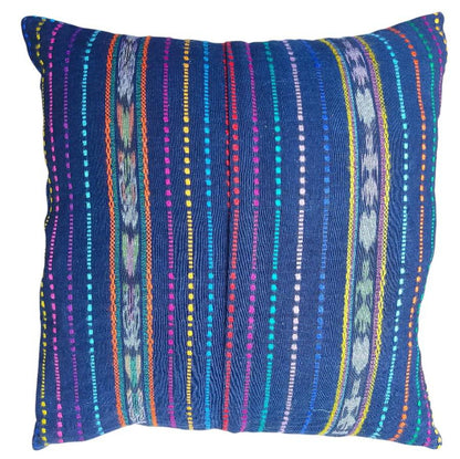 Upcycled Huipil Pillow Cover: Geometric Doves, Guatemalan Cotton 18x18