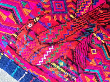 Upcycled Huipil Pillow Cover: Geometric Doves, Guatemalan Cotton 18x18