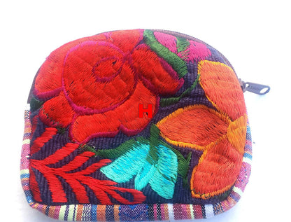 Guatemala HUIPIL Cotton Padded COIN Holder PURSE Bag Available In Multiple Options - Floral Colorful Medium Coin Purse