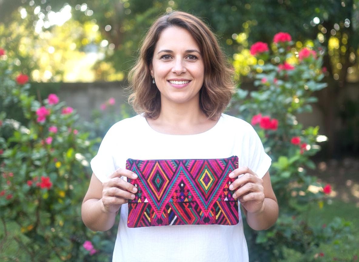 Guatemalan upcycled huipil purse, Make Up Bag, Huipil Pouch