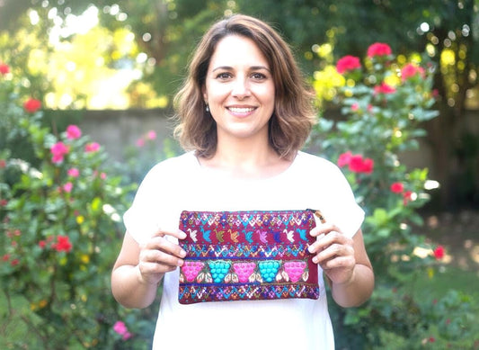Guatemalan UPCYCLED huipil PURSE, Make Up Bag, HUIPIL Pouch