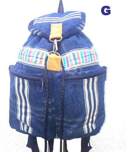 Guatemalan Upcycled Indigo Cotton BACKPACK Bag