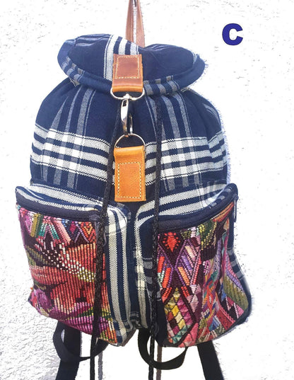 Guatemalan Upcycled Indigo Cotton BACKPACK Bag