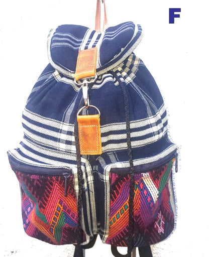 Guatemalan Upcycled Indigo Cotton BACKPACK Bag