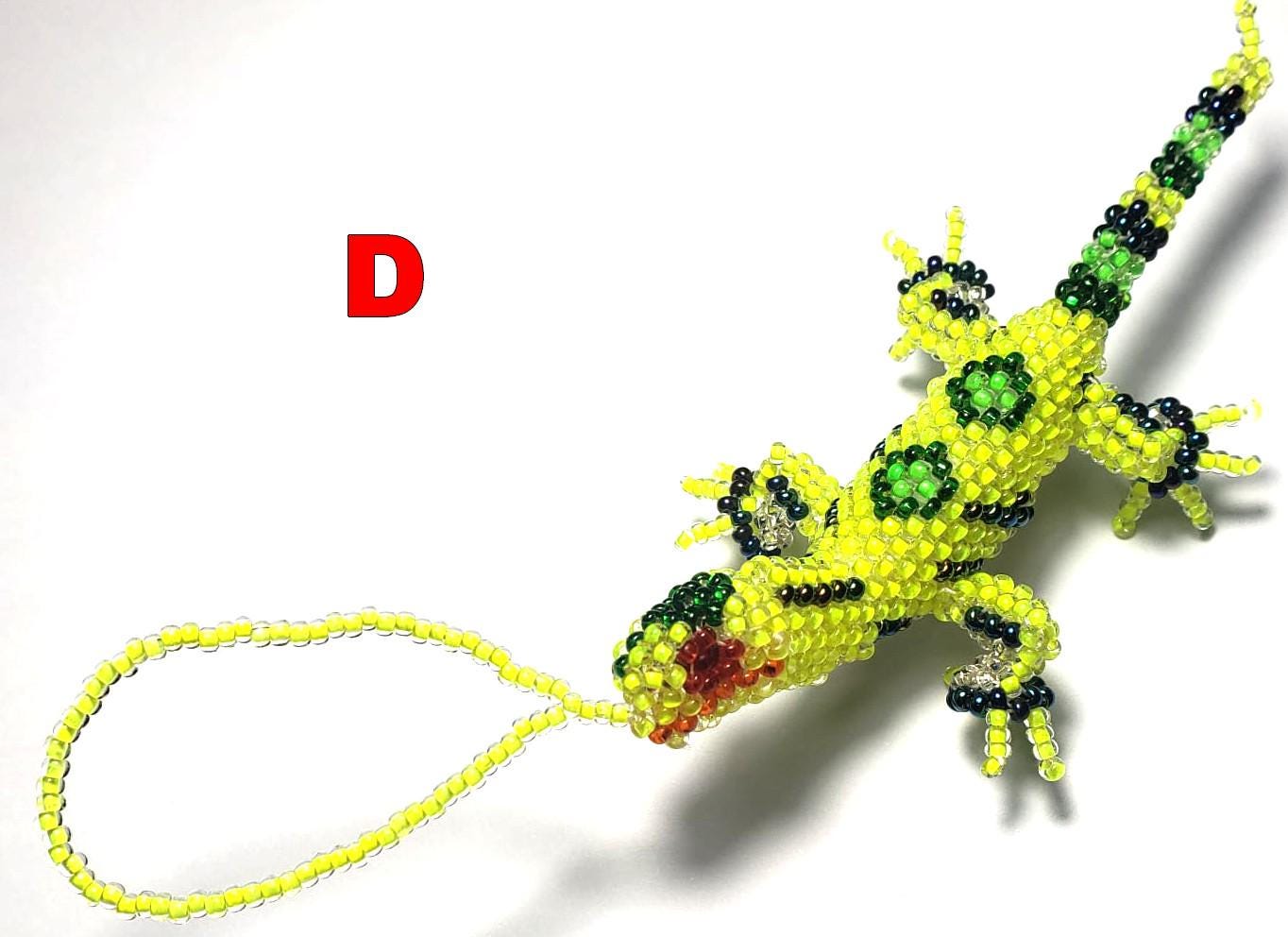 Beaded Lizard Ornament: Czech Glass Beads, Handmade Guatemalan Gift
