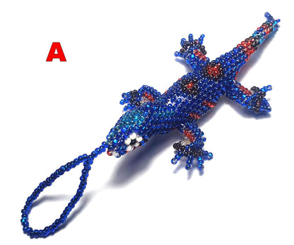 Beaded Lizard Ornament: Czech Glass Beads, Handmade Guatemalan Gift
