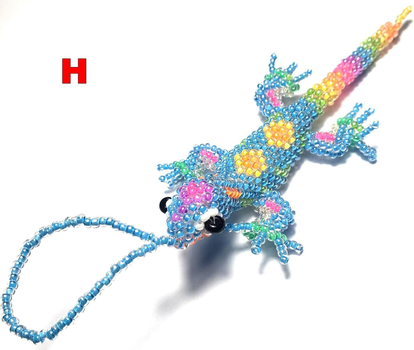 Beaded Lizard Ornament: Czech Glass Beads, Handmade Guatemalan Gift