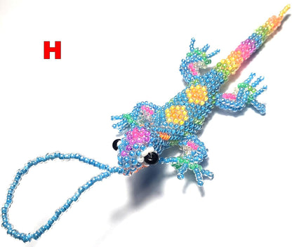 Beaded Lizard Ornament: Czech Glass Beads, Handmade Guatemalan Gift