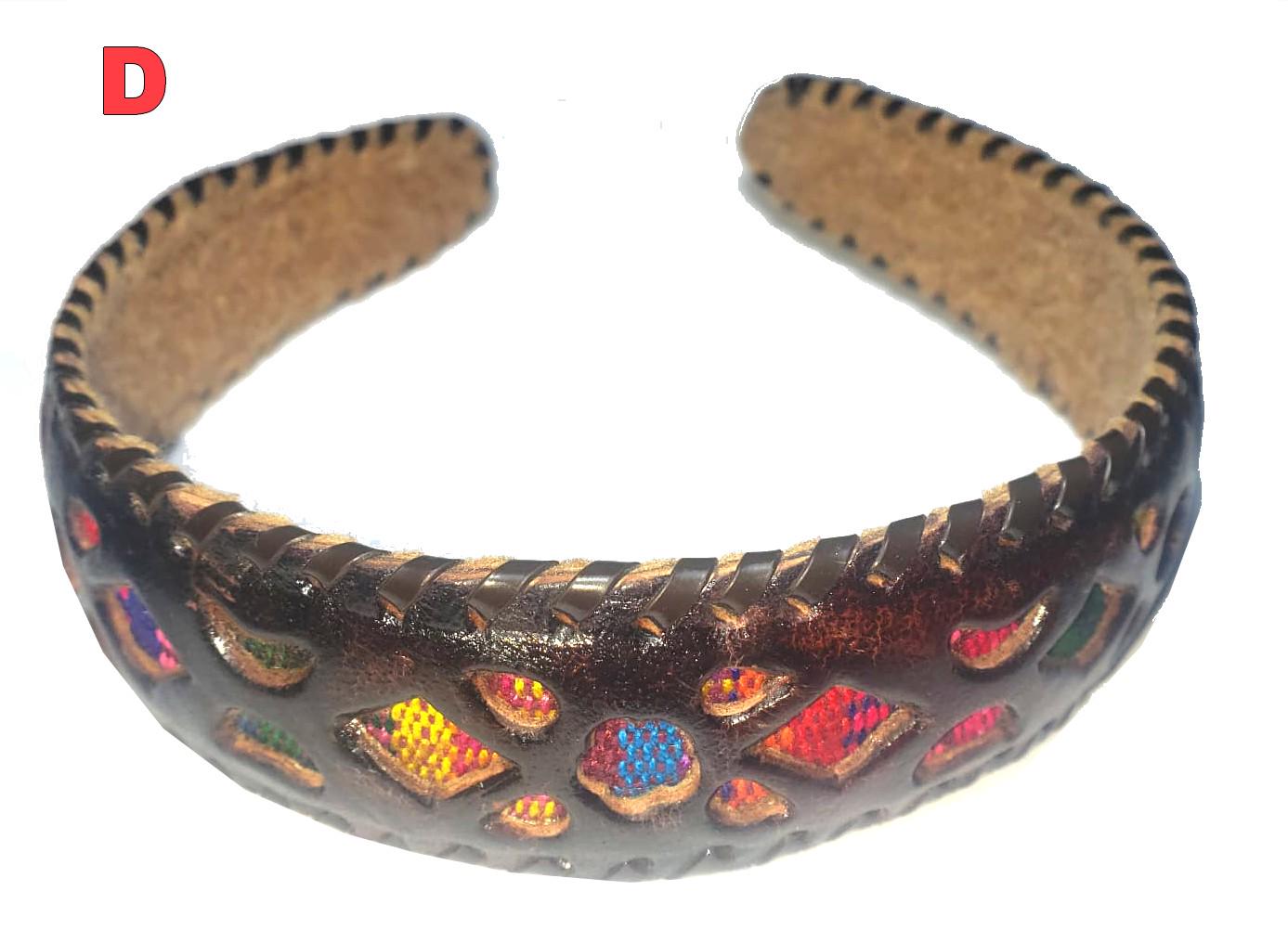 Guatemalan LEATHER Textil HAIRBAND Headband Hair HOLDER