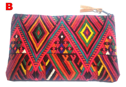 Guatemalan upcycled huipil purse, Make Up Bag, Huipil Pouch