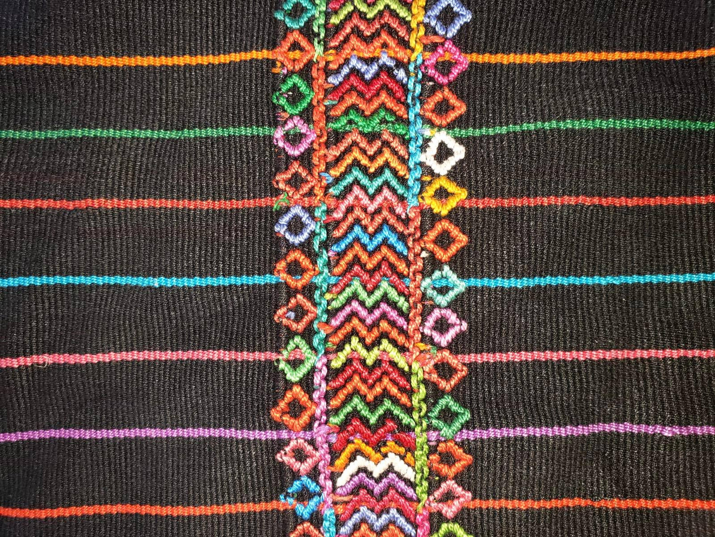 Vintage Black Handwoven Cotton AGUACATAN Guatemalan textile fabric per YARD