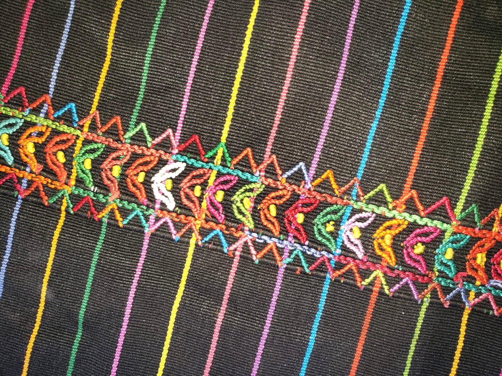 Vintage Black Handwoven Cotton AGUACATAN Guatemalan textile fabric per YARD