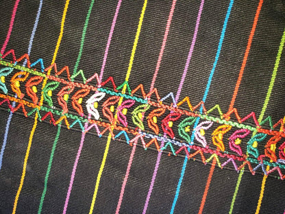 Vintage Black Handwoven Cotton AGUACATAN Guatemalan textile fabric per YARD