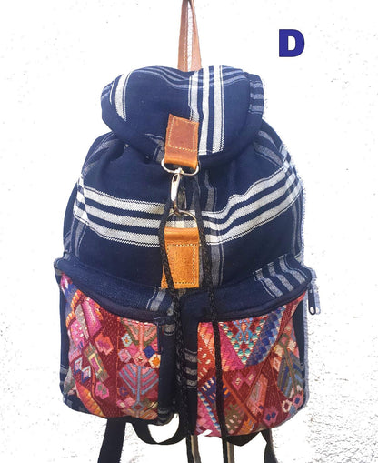 Guatemalan Upcycled Indigo Cotton BACKPACK Bag
