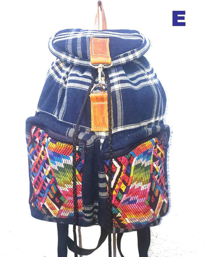 Guatemalan Upcycled Indigo Cotton BACKPACK Bag