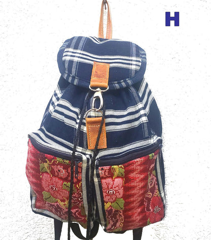 Guatemalan Upcycled Indigo Cotton BACKPACK Bag