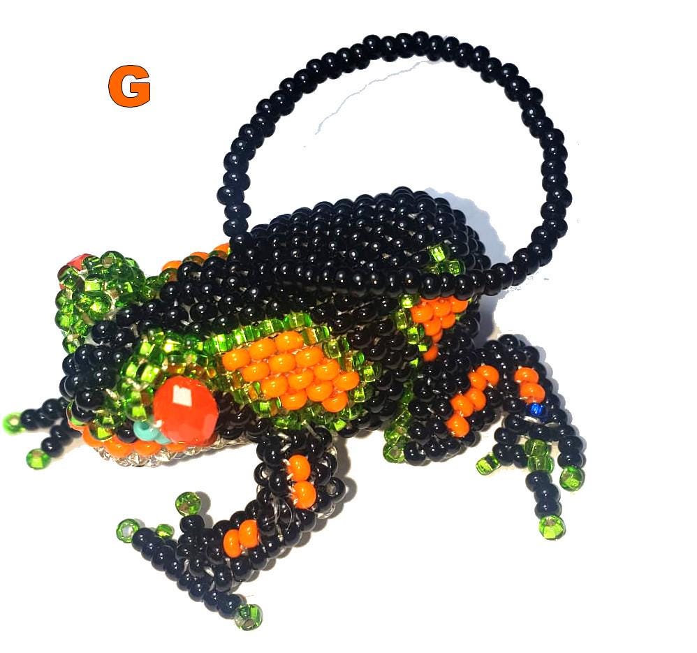 Beaded Frog Ornament: Czech Glass Keychain, Animal Lover Gift