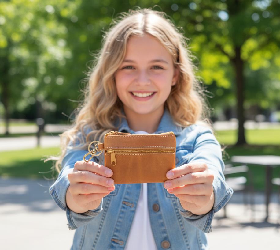 Leather Coin PURSE with clip, GIFT For Friend