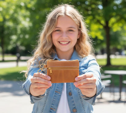 Leather Coin PURSE with clip, GIFT For Friend