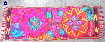 Handmade Floral Embroidered Table RUNNER With Tassels -ZACUALPA