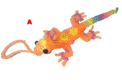 Beaded Lizard Ornament: Czech Glass Beads, Handmade Guatemalan Gift