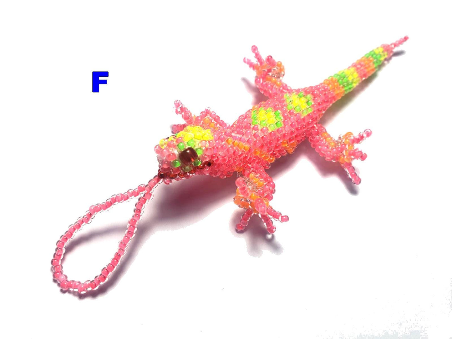 Beaded Lizard Ornament: Czech Glass Beads, Handmade Guatemalan Gift