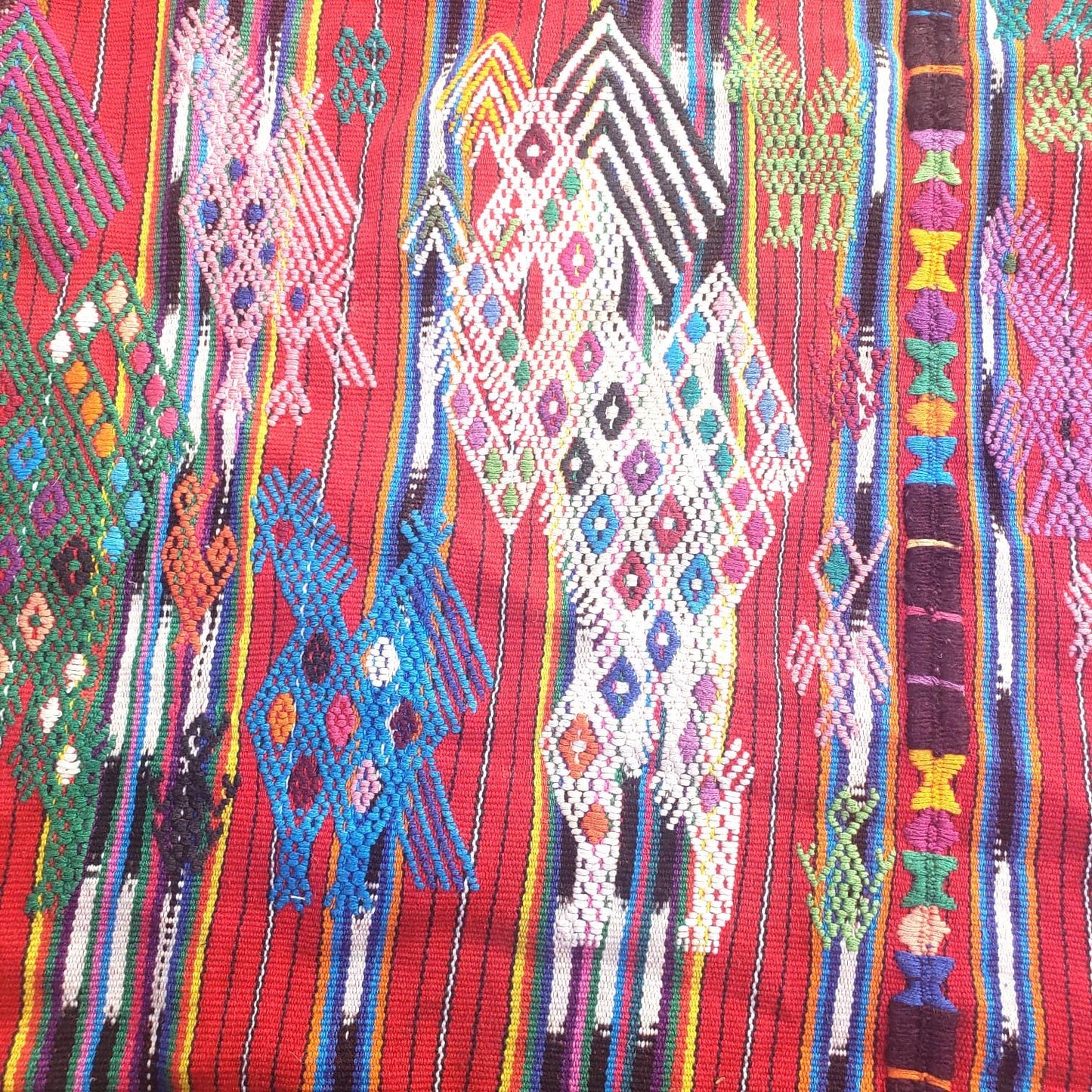 Guatemalan Blankish HORSES and EAGLES TSUTE - Tablecloth - Throw