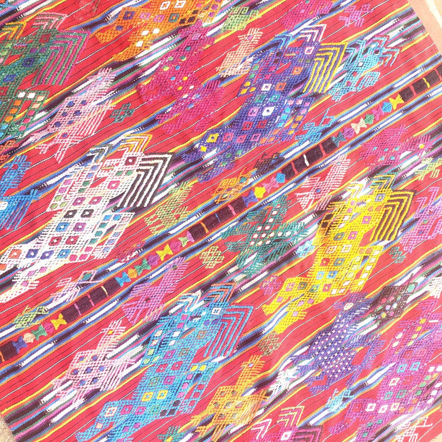 Guatemalan Blankish HORSES and EAGLES TSUTE - Tablecloth - Throw