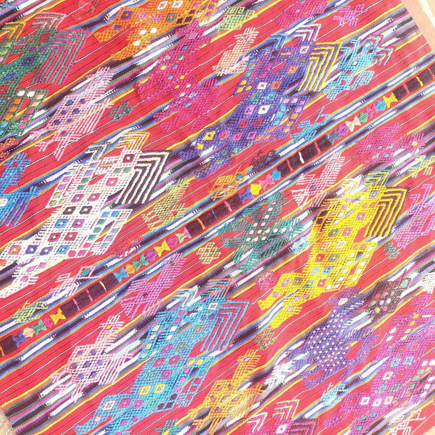 Guatemalan Blankish HORSES and EAGLES TSUTE - Tablecloth - Throw