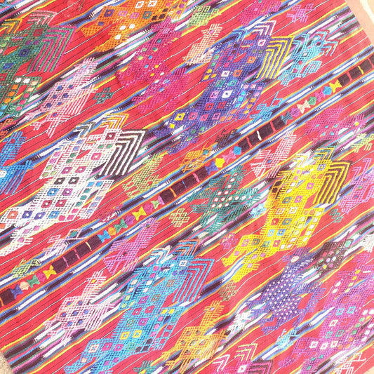 Guatemalan Blankish HORSES and EAGLES TSUTE - Tablecloth - Throw