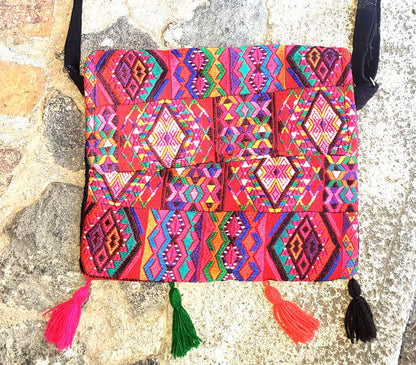 Guatemalan Huipil Crossbody PURSE, Handcrafted Upcycled Traditional Fabric, CHICHICASTENANGO Purse