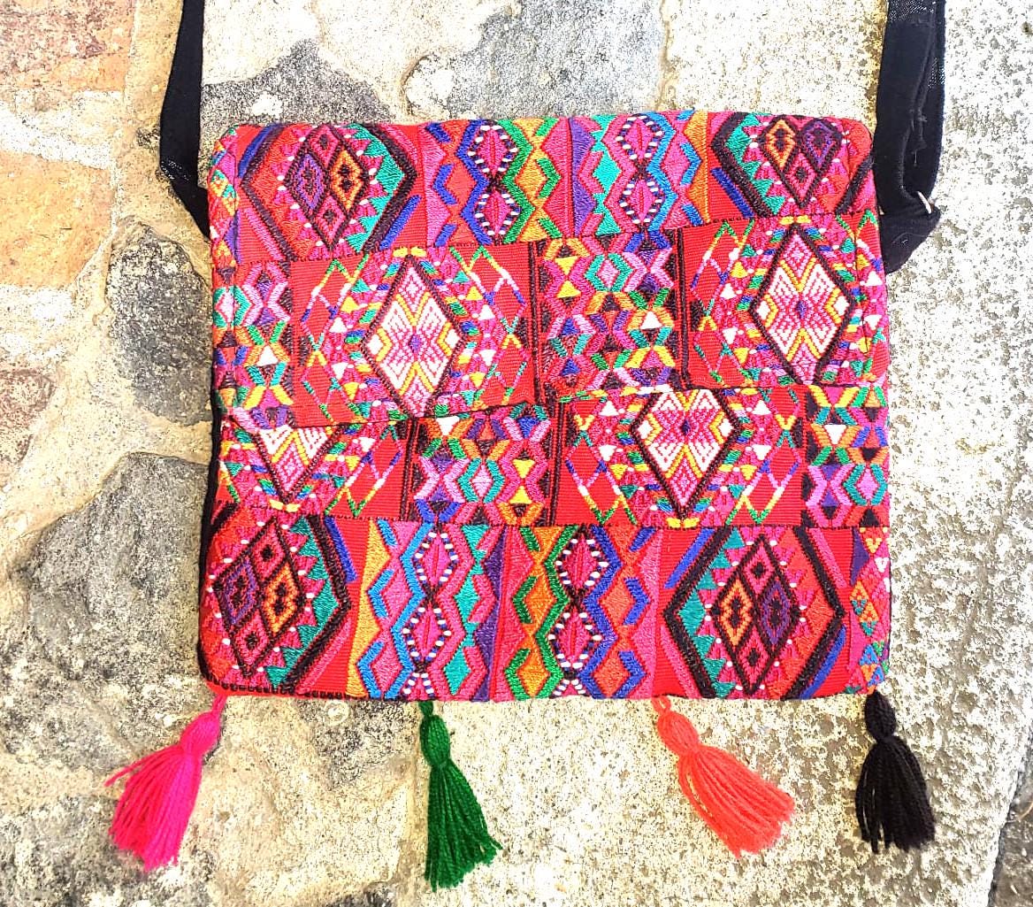 Guatemalan Huipil Crossbody PURSE, Handcrafted Upcycled Traditional Fabric, CHICHICASTENANGO Purse