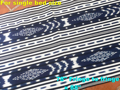 Cotton Guatemalan handmade weaved tassels eco dyed ikat bedspread