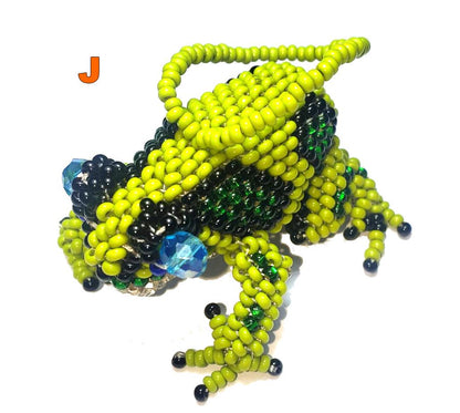 Beaded Frog Ornament: Czech Glass Keychain, Animal Lover Gift
