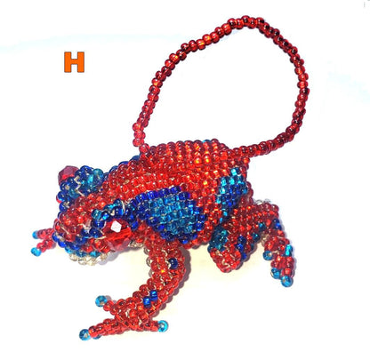 Beaded Frog Ornament: Czech Glass Keychain, Animal Lover Gift