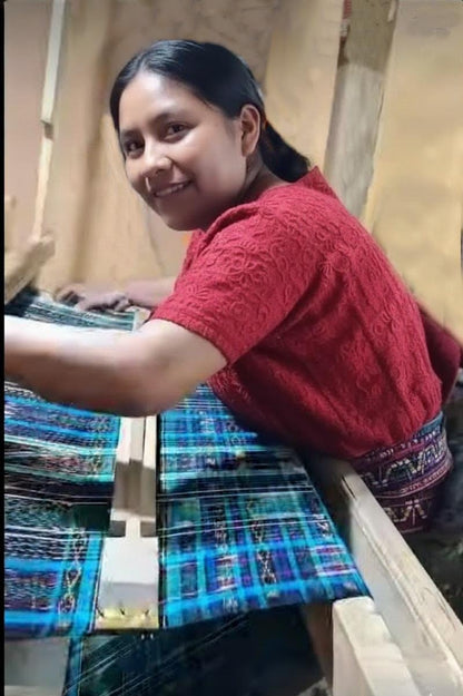 Guatemalan Unique Vintage Ikat Cotton fabric per yard- Hand Woven Ethnic Textile - 700