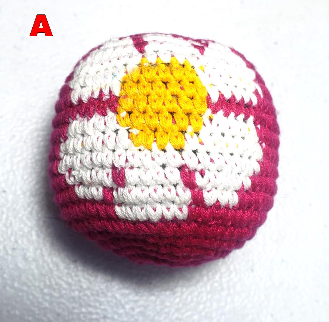 Guatemala Stress Relief Crocheted Cotton Hacky SACKS, Floral JUGGLING BALLS
