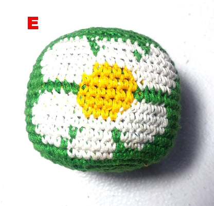 Guatemala Stress Relief Crocheted Cotton Hacky SACKS, Floral JUGGLING BALLS