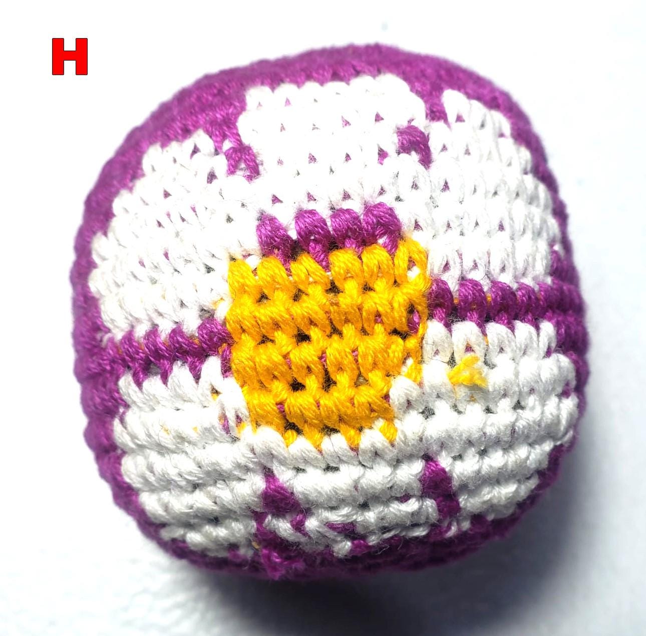 Guatemala Stress Relief Crocheted Cotton Hacky SACKS, Floral JUGGLING BALLS