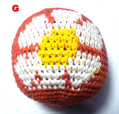 Guatemala Stress Relief Crocheted Cotton Hacky SACKS, Floral JUGGLING BALLS