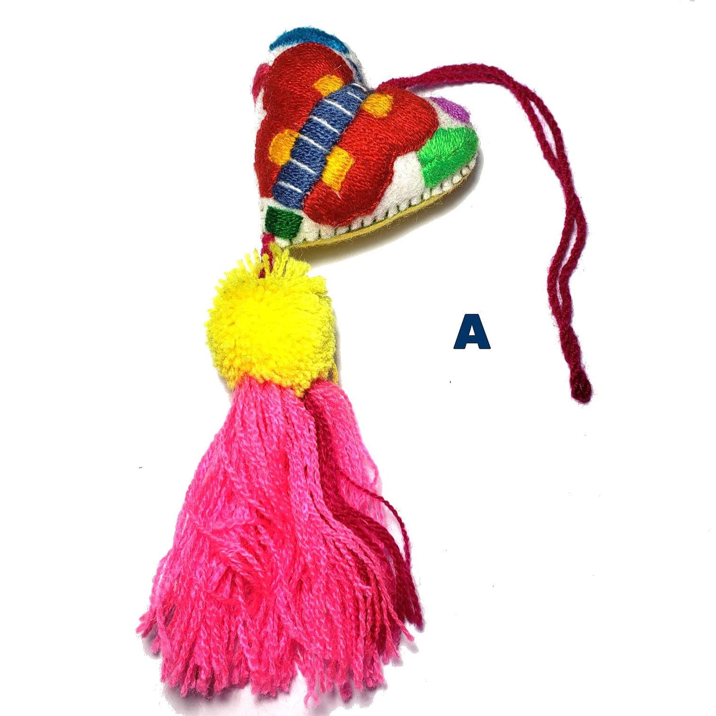 Handmade Wool HEART POM TASSEL Hanging